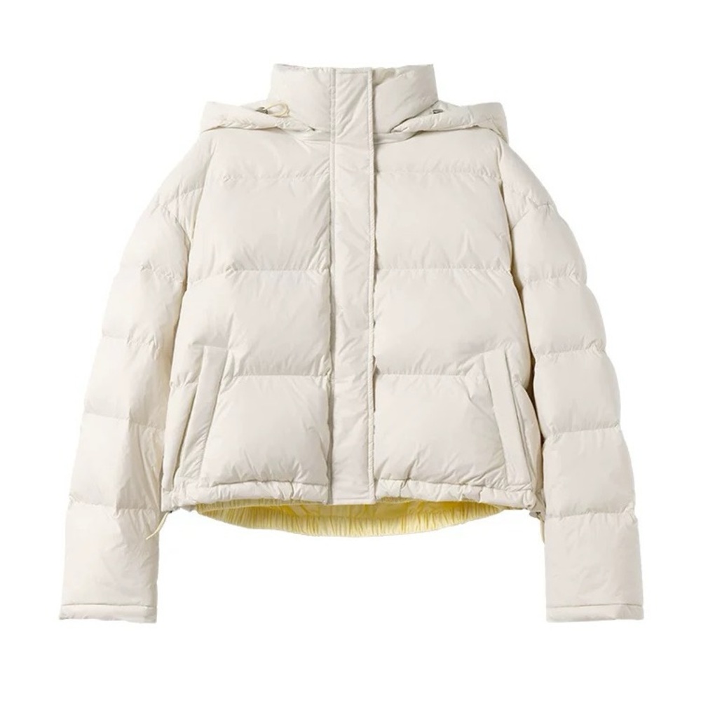 Elegant Women's Cream Puffer Coat